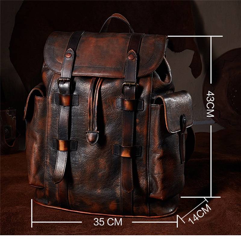 Herren-Lederrucksack im Vintage-Stil Bags & Wallets Men New In Styles Vintage cb5feb1b7314637725a2e7: Dark Brown