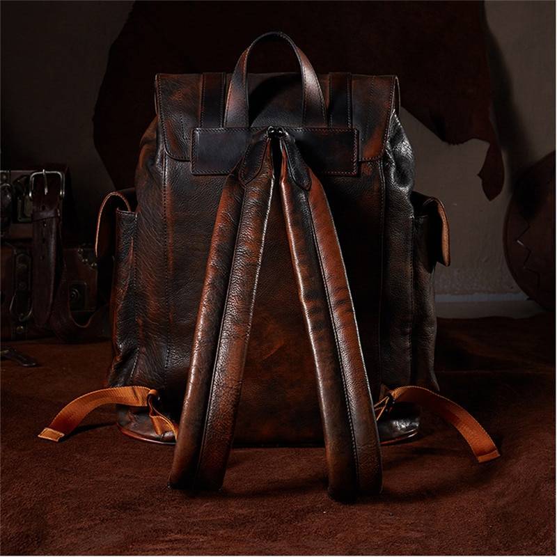 Herren-Lederrucksack im Vintage-Stil Bags & Wallets Men New In Styles Vintage cb5feb1b7314637725a2e7: Dark Brown