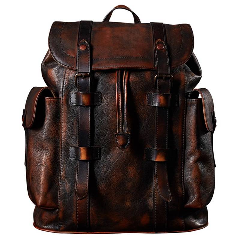 Herren-Lederrucksack im Vintage-Stil Bags & Wallets Men New In Styles Vintage cb5feb1b7314637725a2e7: Dark Brown