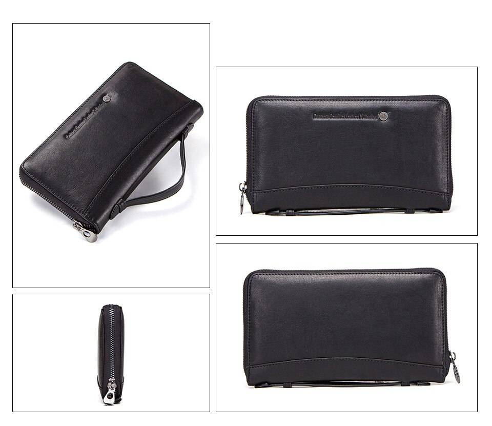 Men's Genuine Leather Wallet with Phone Pocket