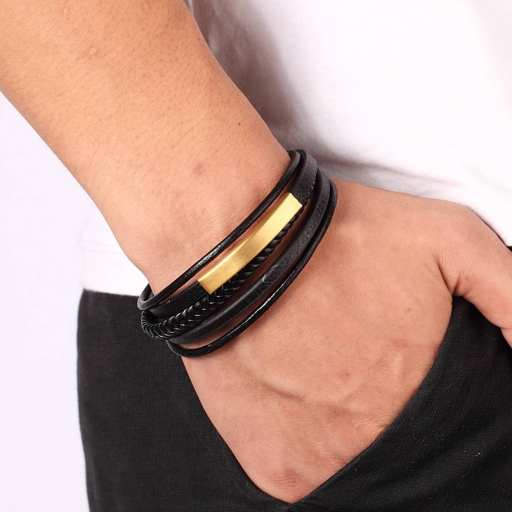 Klassische Armbänder aus echtem Leder Accessories Best Deals Bohemian Men Styles 8d255f28538fbae46aeae7: Black|Gold|Steel