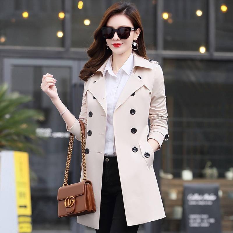 Midi Maxi 6XL 5XL New Fashion Double Breasted Mid-long Trench Coat Women Khaki Slim Belt Cloak Mujer Windbreaker Female Abrigos Coats & Jackets Winter Collection Women Clothing cb5feb1b7314637725a2e7: Beige|Black|blouse|Khaki|Navy Blue|Red