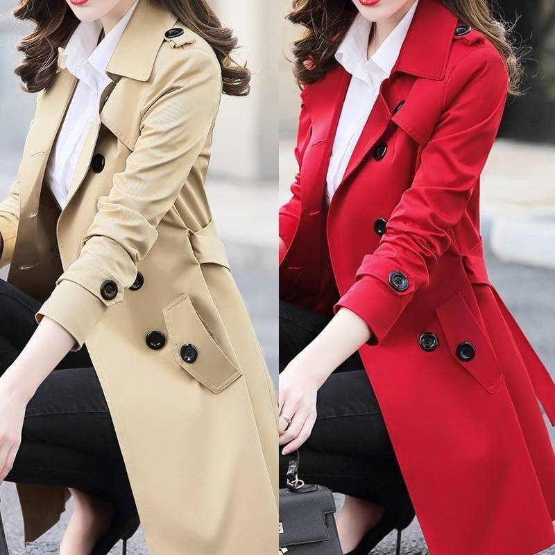 Midi Maxi 6XL 5XL New Fashion Double Breasted Mid-long Trench Coat Women Khaki Slim Belt Cloak Mujer Windbreaker Female Abrigos Coats & Jackets Winter Collection Women Clothing cb5feb1b7314637725a2e7: Beige|Black|blouse|Khaki|Navy Blue|Red