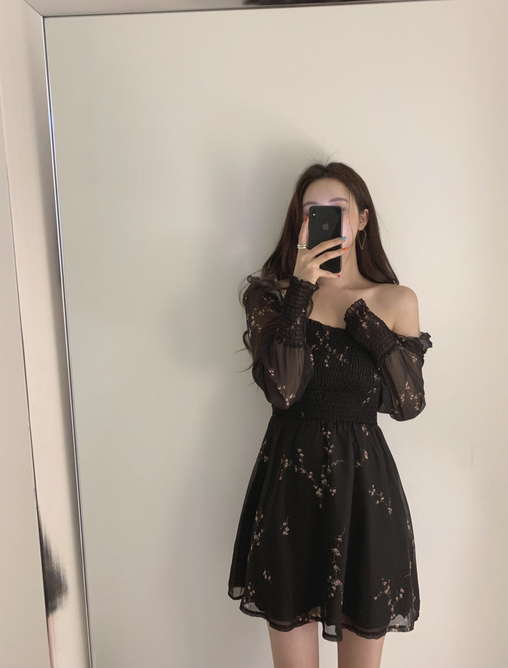 Women's Floral Printed Puff Sleeve Dress