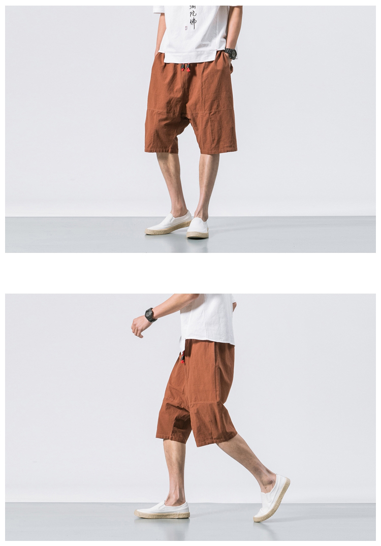 Men's Breathable Calf Length Elastic Waist Shorts