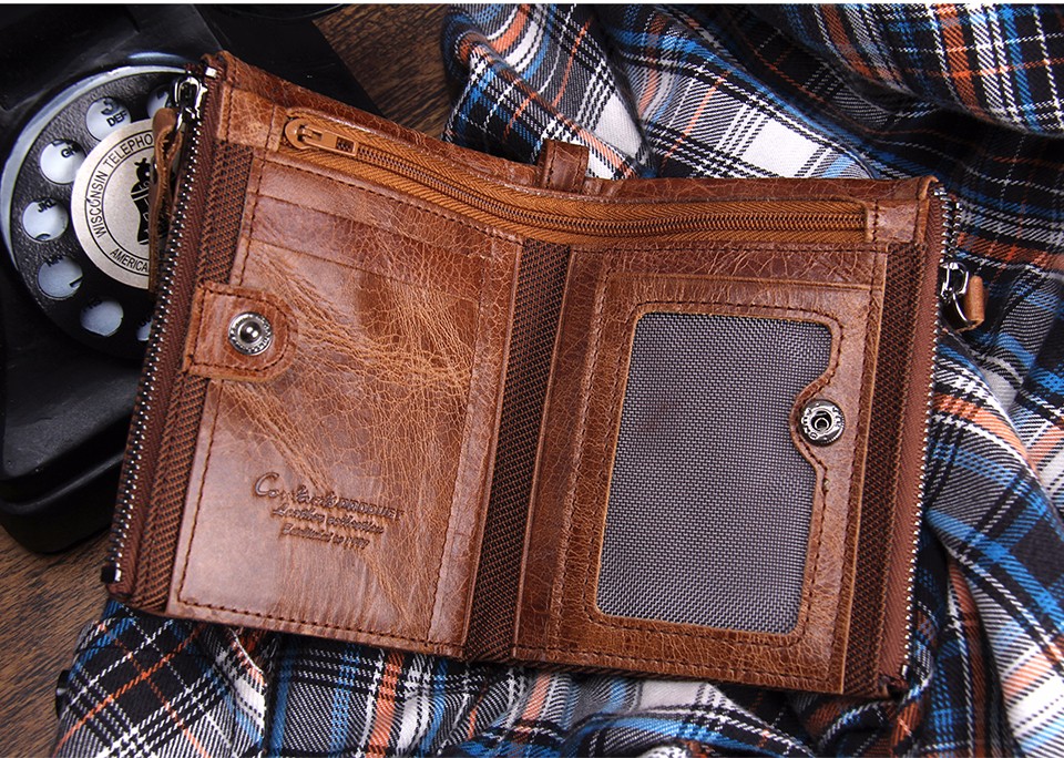 Men's Leather Wallet with Zipper