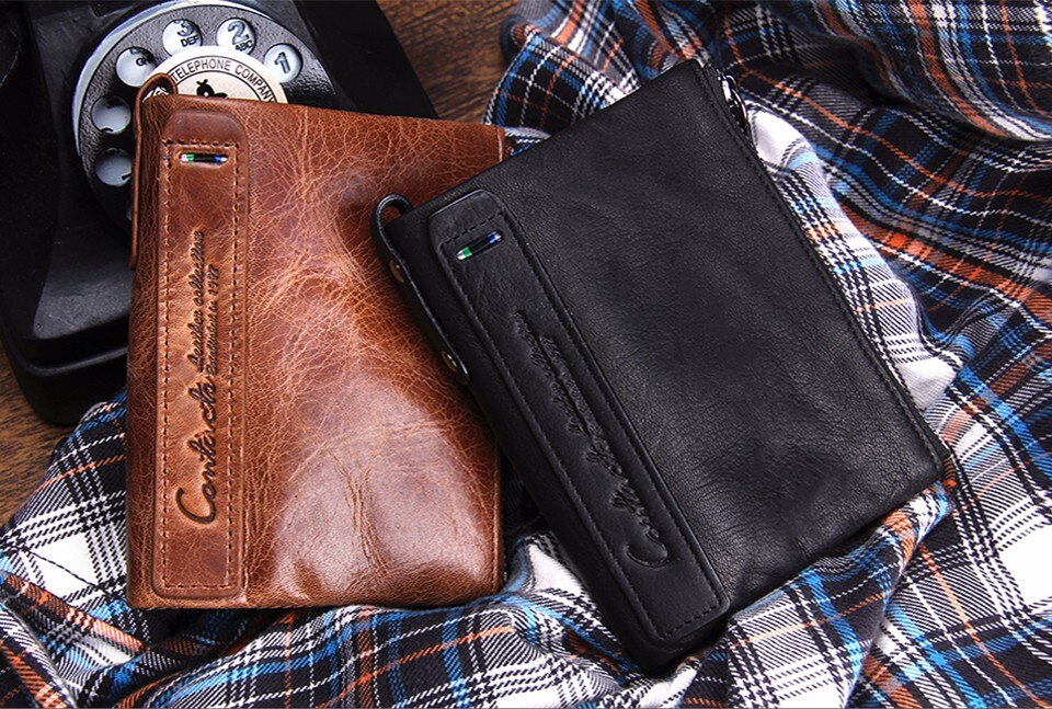 Men's Leather Wallet with Zipper