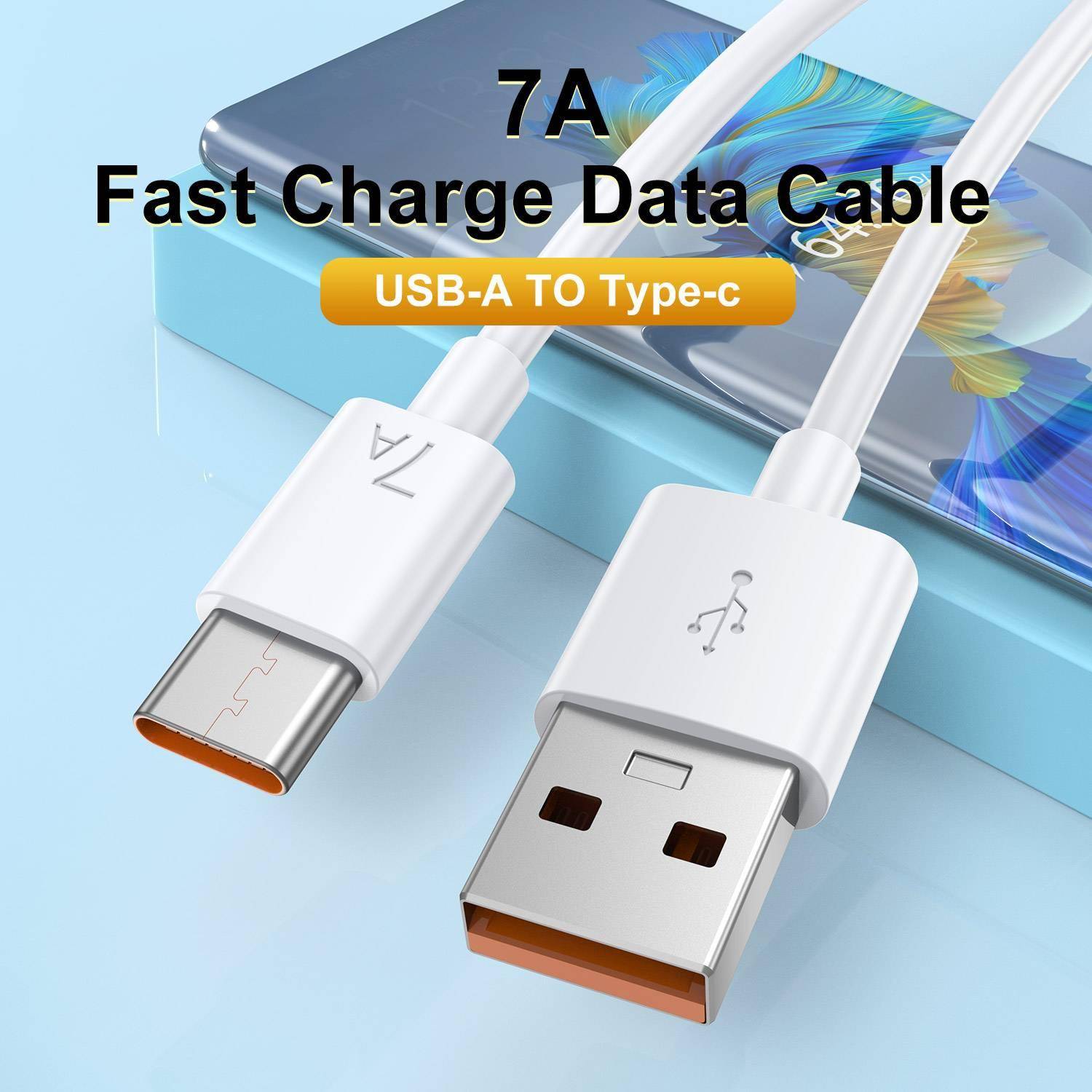 7A 100W USB Type C Super-Fast Charge Cable Cabels Mobile Phone Accessories cb5feb1b7314637725a2e7: White