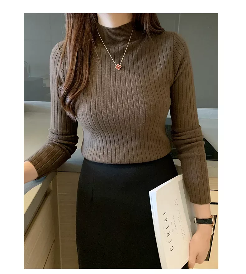 Women Mockneck Sweater Women Jumpers Cashmere Pullover Elegant Women Sweater Winter Women Clothing cb5feb1b7314637725a2e7: apricot|Black|Blue|Coffee|Grey|Khaki|wine