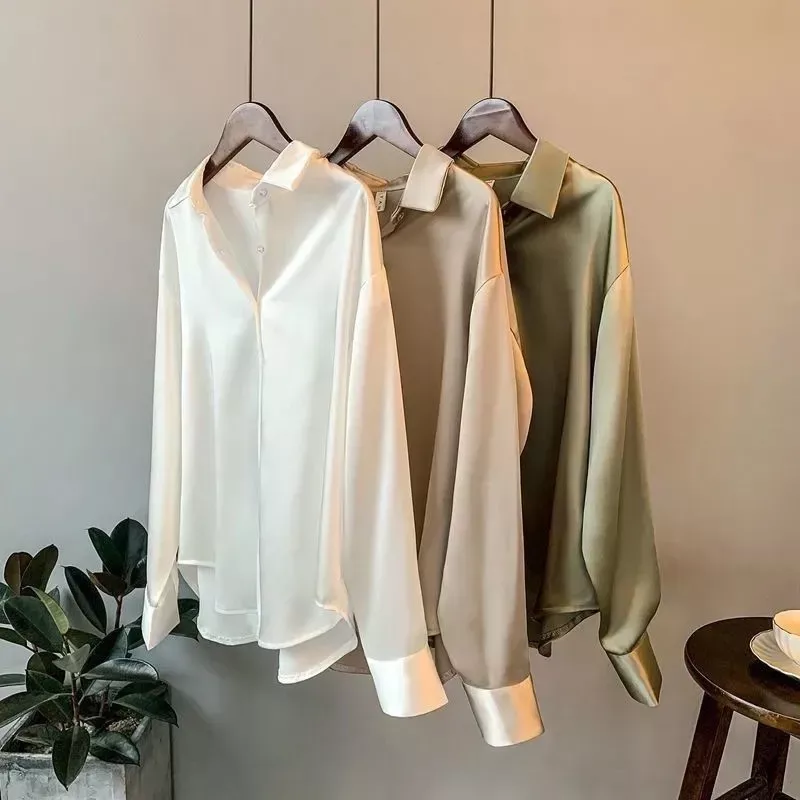 Womens Clothing #Silk Shirt #Vintage Blouse Women Sheer Top Women Long Sleeve Women Overshirt Blouses & Shirts New In Styles Vintage Women Clothing cb5feb1b7314637725a2e7: armygreen|Black|Champagne|White