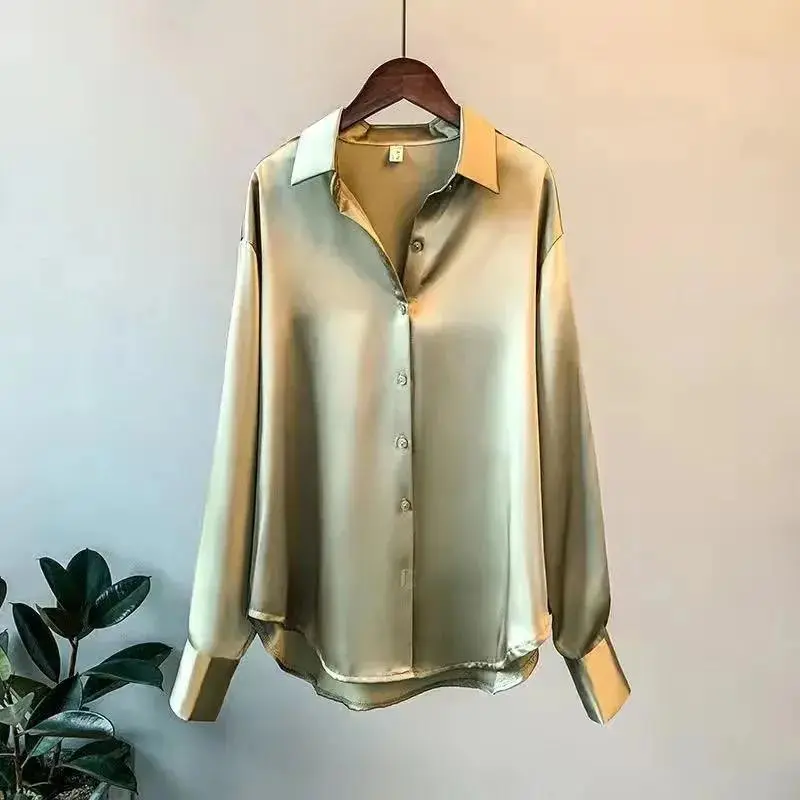 Womens Clothing #Silk Shirt #Vintage Blouse Women Sheer Top Women Long Sleeve Women Overshirt Blouses & Shirts New In Styles Vintage Women Clothing cb5feb1b7314637725a2e7: armygreen|Black|Champagne|White